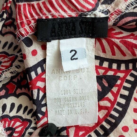 Rare Vintage Y2K Anna Sui Multicolored Print Silk Festival Crop Top Size Small - Picture 13 of 15